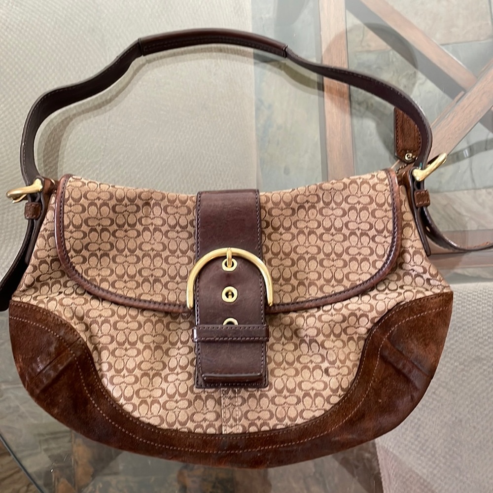 Coach Soho Signature Jacquard Mini C Flap Shoulder Bag.